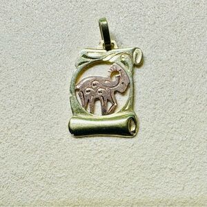 Vintage Czech Aries Pendant • 14K Gold Hallmark • Zodiac Charm